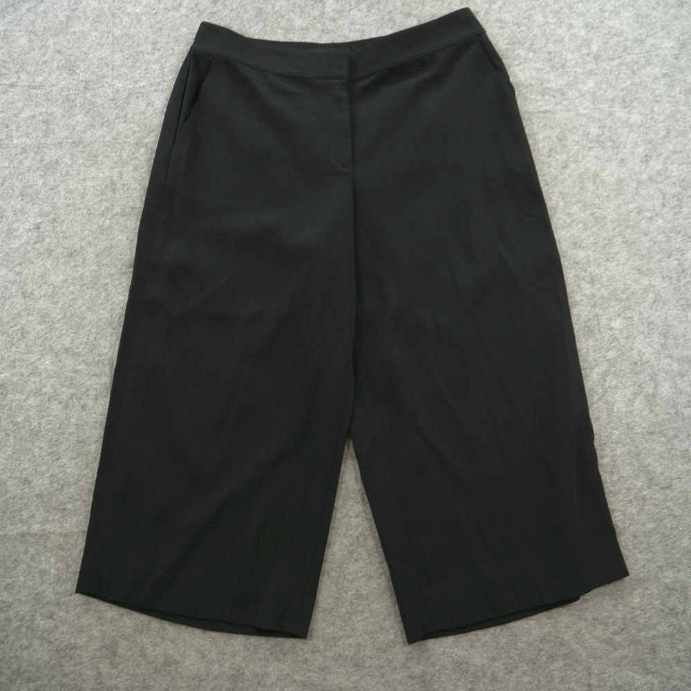 St John Pants Womens 10 Black Crop Relaxed Leg High Rise Minimalist Quiet Luxury